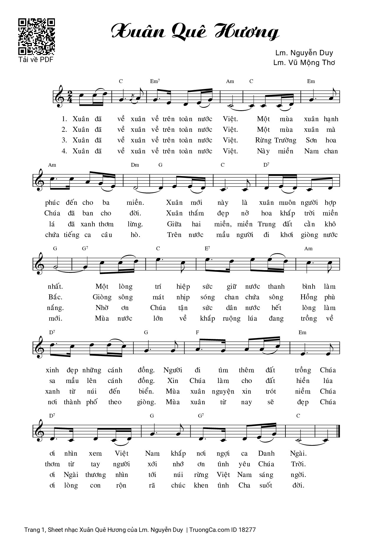 Sheet PDF of Xuân Quê Hương