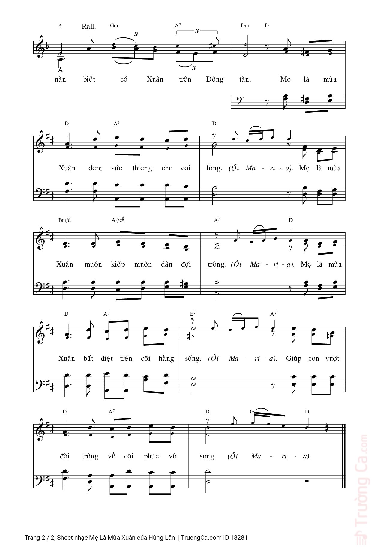 Page 2 of Sheet music PDF Mẹ Là Mùa Xuân - Hùng Lân
