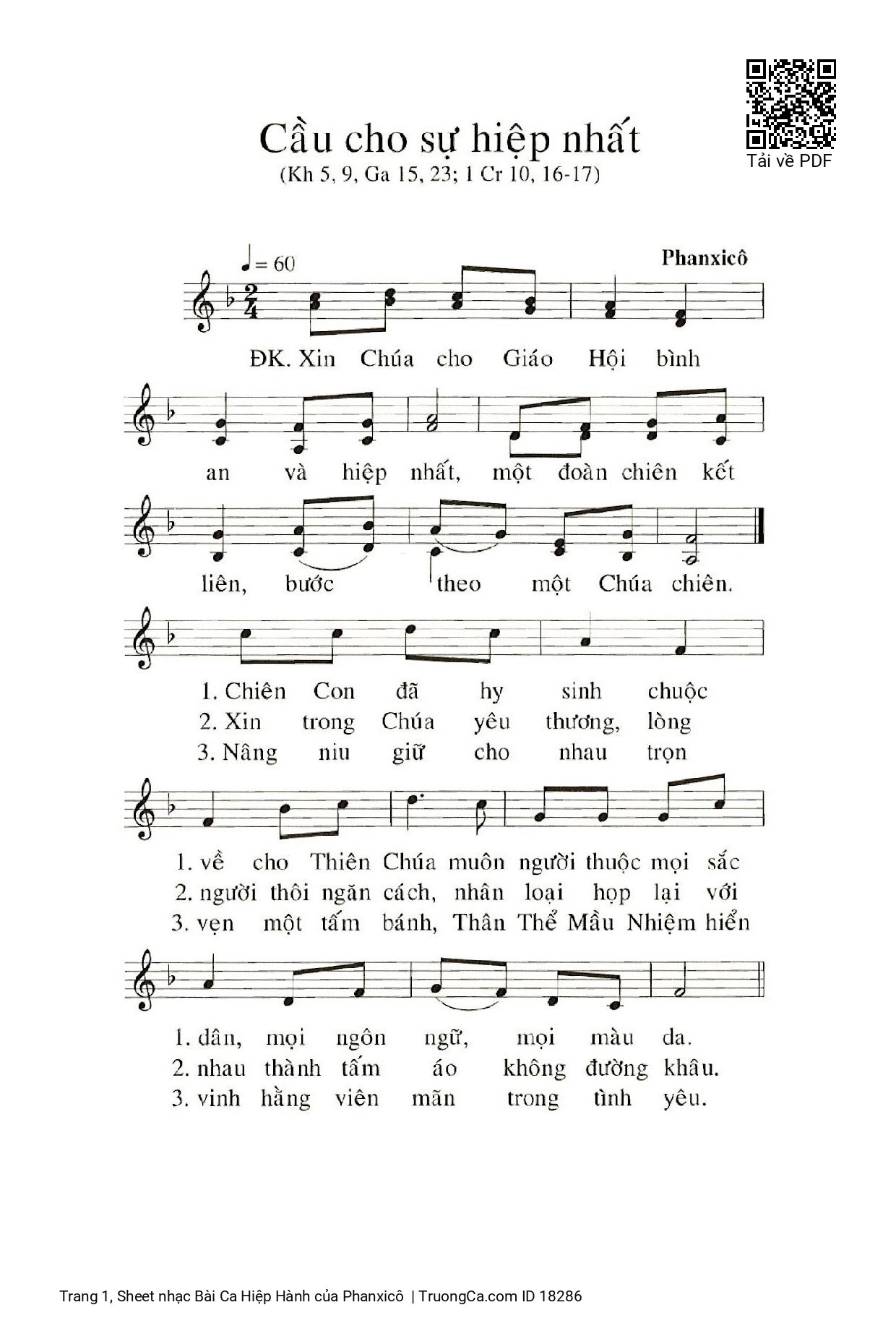 Sheet PDF of Bài Ca Hiệp Hành