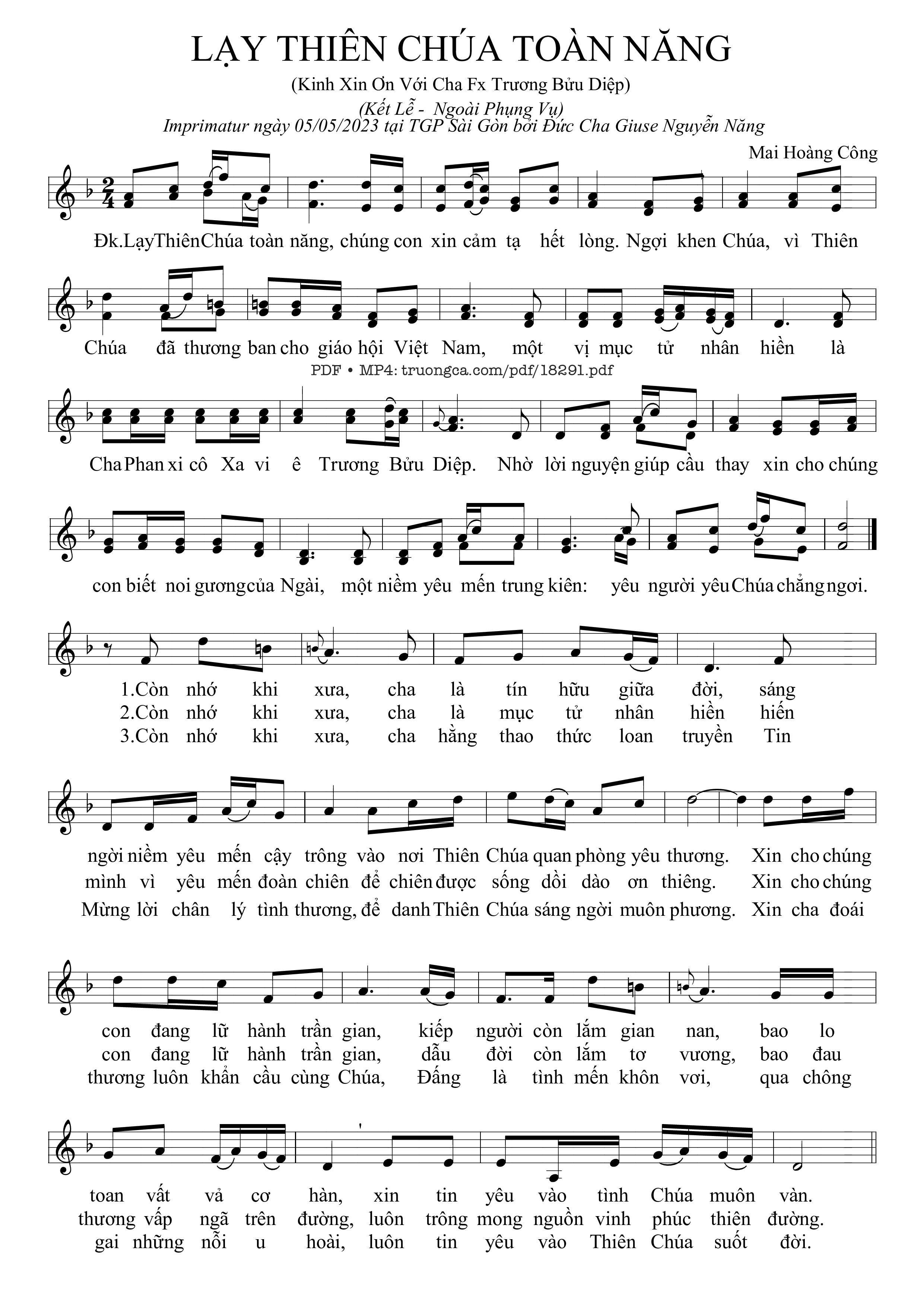 Sheet PDF of Lạy Thiên Chúa Toàn Năng