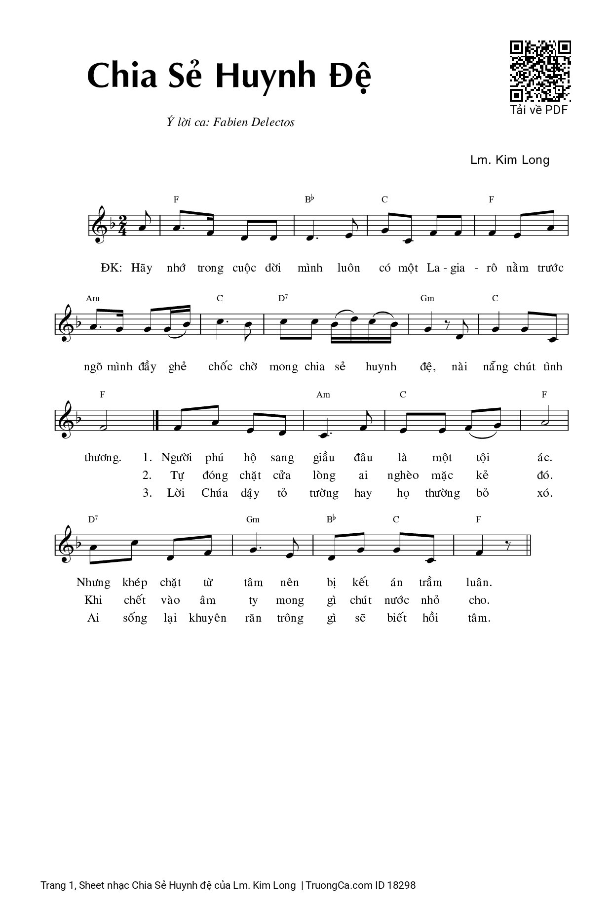 Sheet PDF of Chia Sẻ Huynh đệ