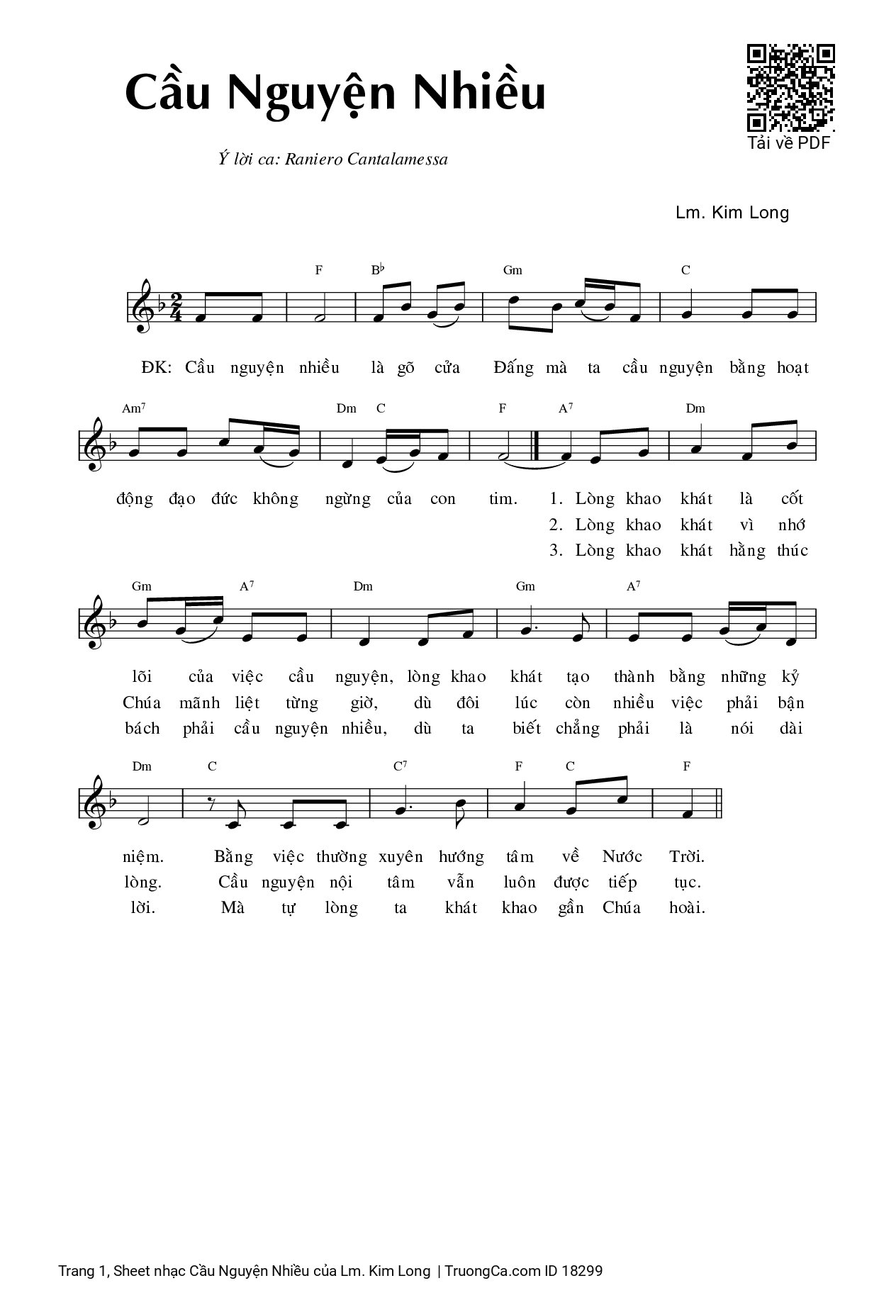 Sheet PDF of Cầu Nguyện Nhiều