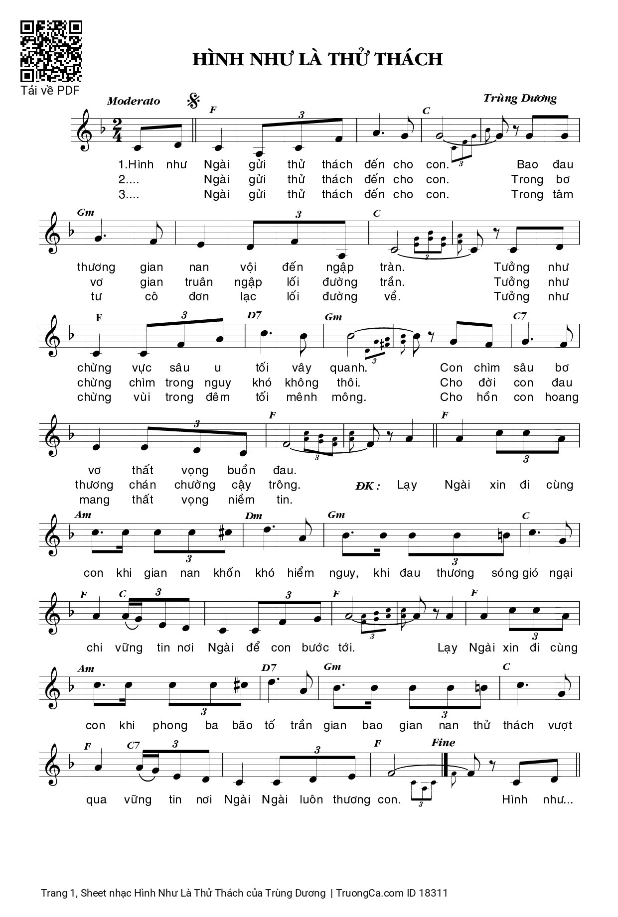 Sheet PDF of Hình Như Là Thử Thách