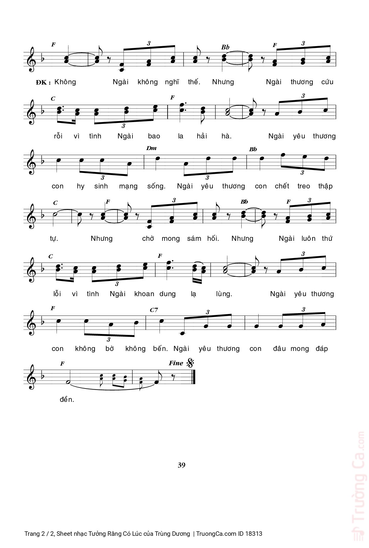Page 2 of Sheet music PDF Tưởng Rằng Có Lúc - Trùng Dương