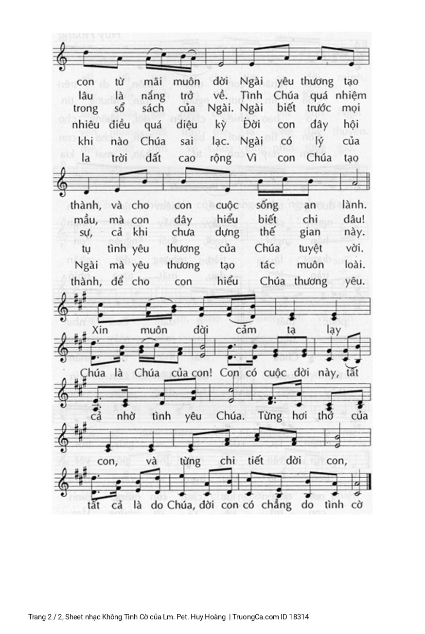 Page 2 of Sheet music PDF Không Tình Cờ - Lm. Pet. Huy Hoàng