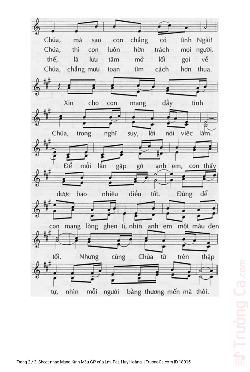 Page 2 of Sheet music PDF Mang Kính Màu Gì? - Lm. Pet. Huy Hoàng
