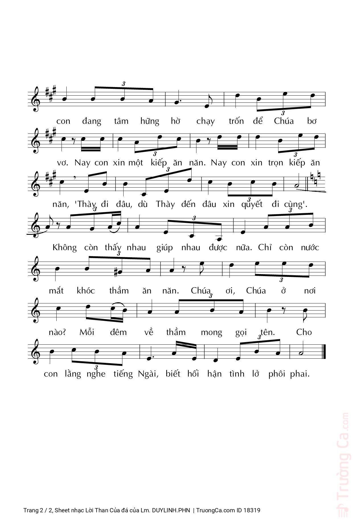 Page 2 of Sheet music PDF Lời Than Của đá - Lm. DUYLINH.PHN