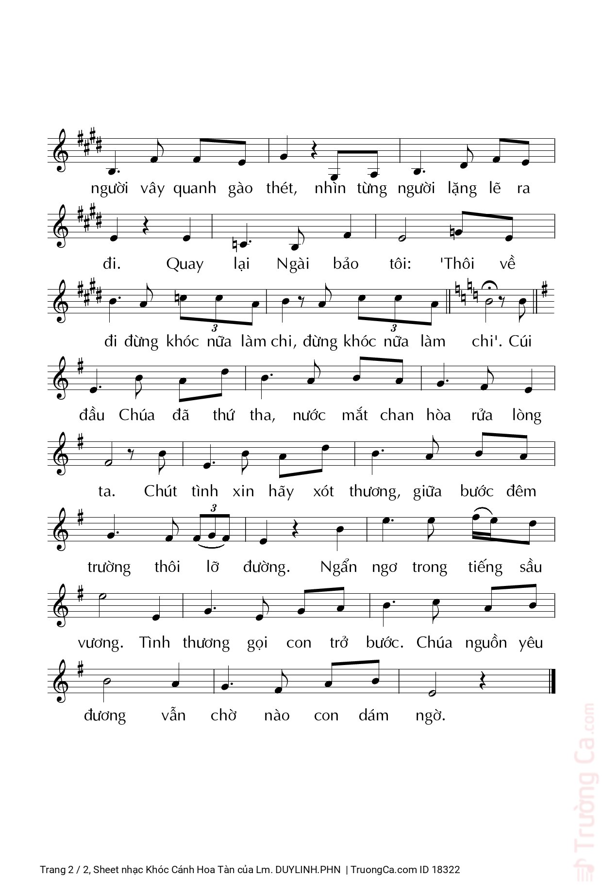 Page 2 of Sheet music PDF Khóc Cánh Hoa Tàn - Lm. DUYLINH.PHN