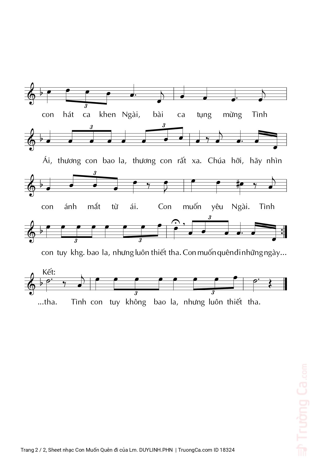 Page 2 of Sheet music PDF Con Muốn Quên đi - Lm. DUYLINH.PHN