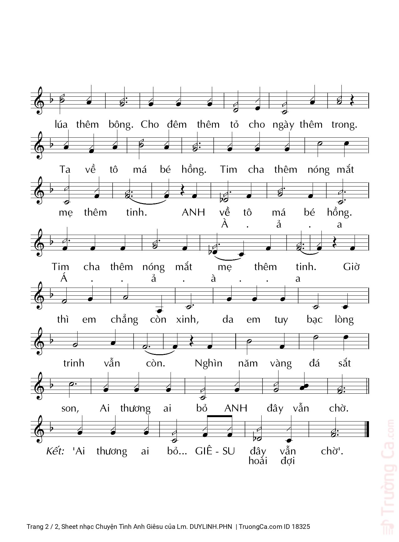 Page 2 of Sheet music PDF Chuyện Tình Anh Giêsu - Lm. DUYLINH.PHN