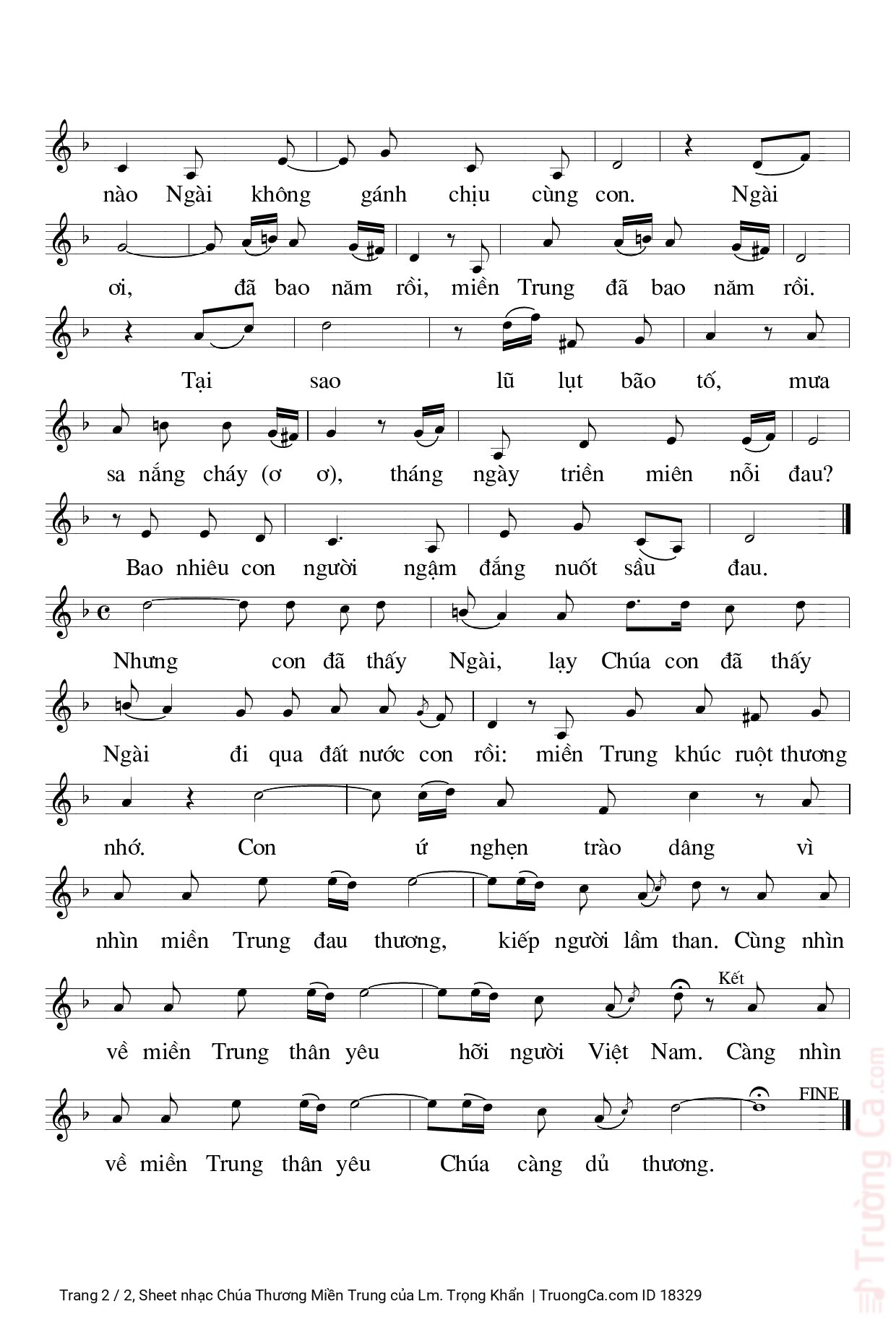 Page 2 of Sheet music PDF Chúa Thương Miền Trung - Trọng Khẩn