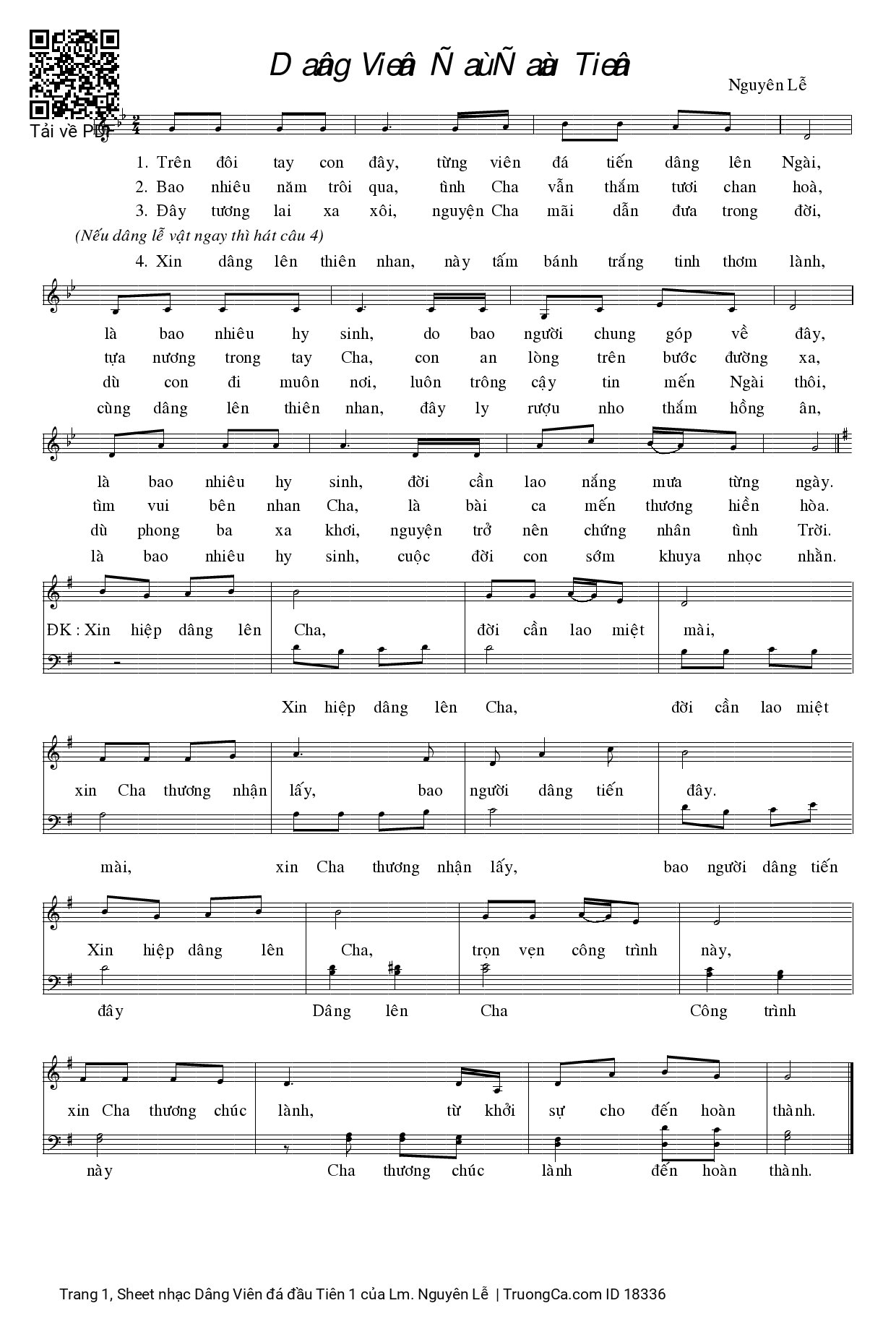 Sheet PDF of Dâng Viên đá đầu Tiên 1