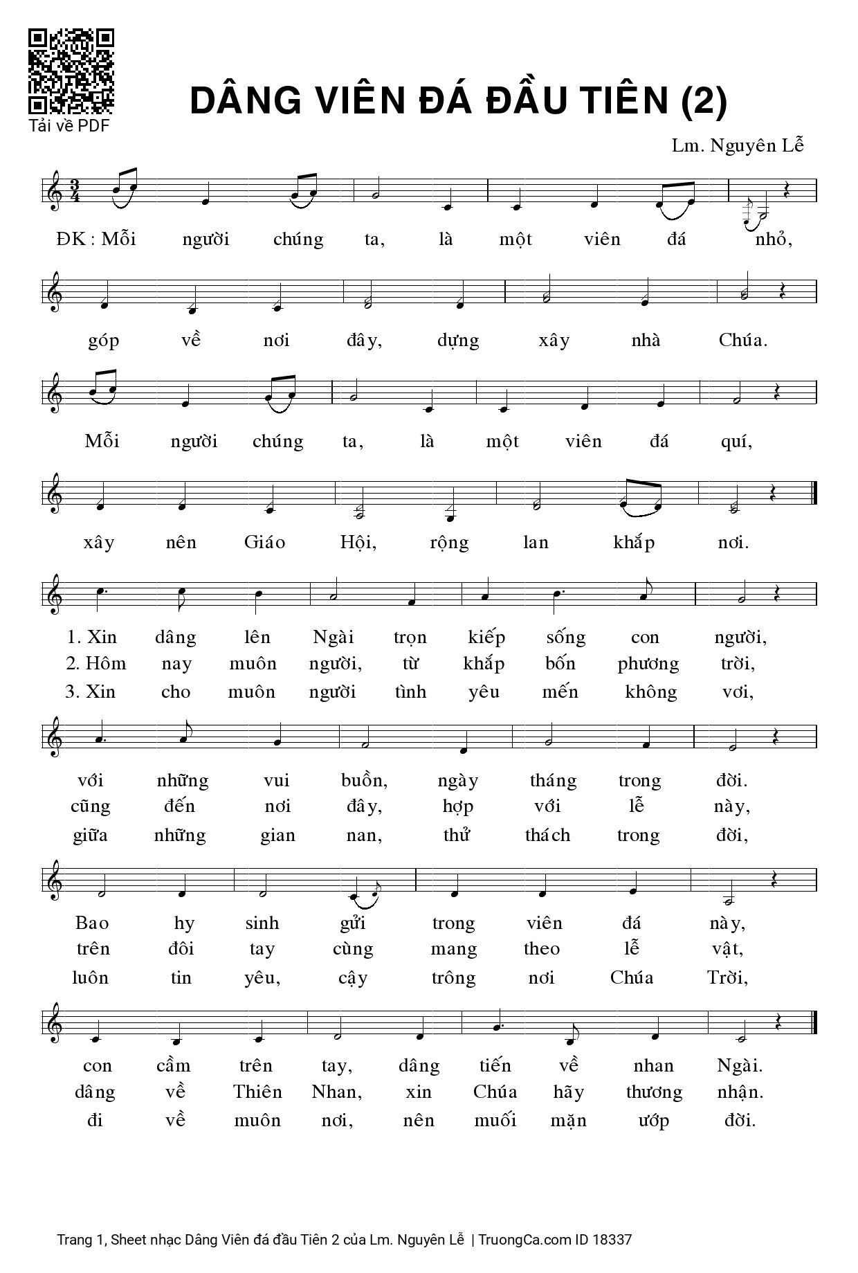 Sheet PDF of Dâng Viên đá đầu Tiên 2