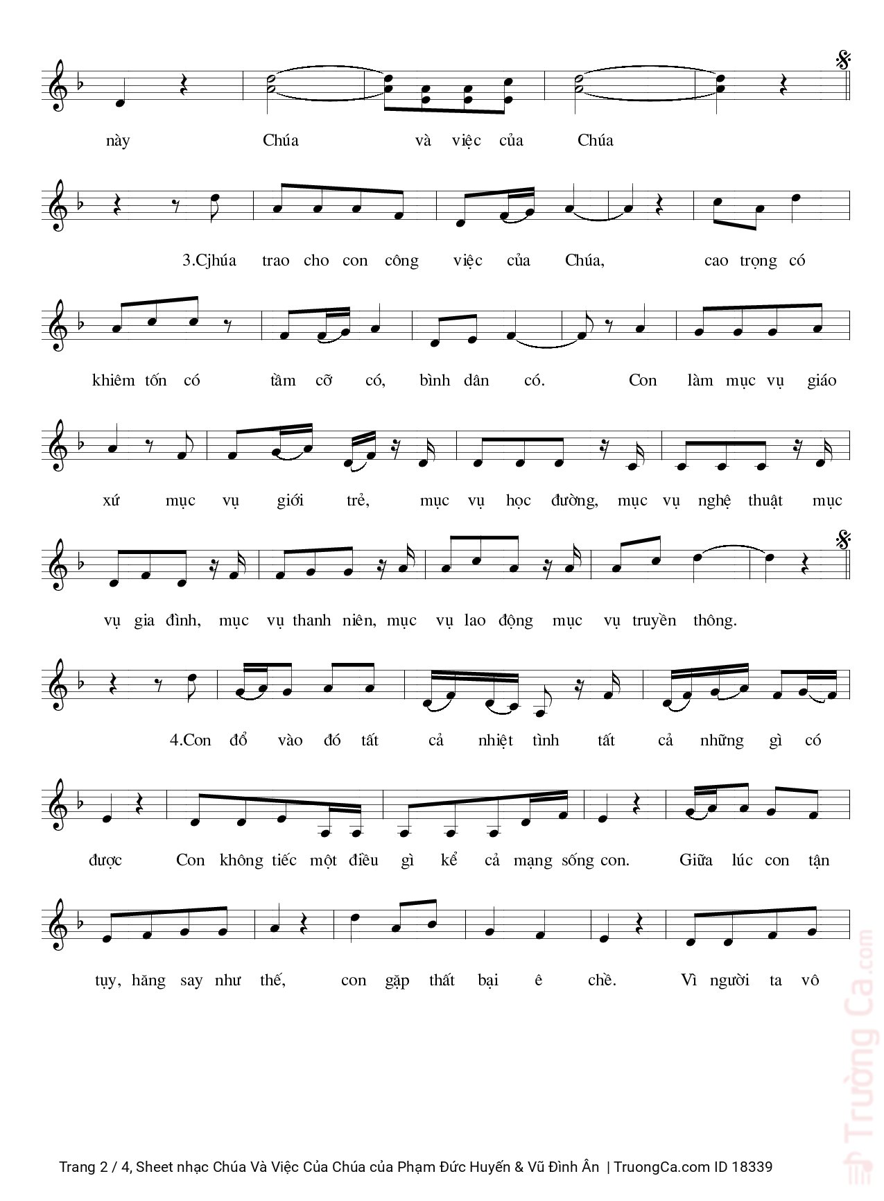 Page 2 of Sheet music PDF Chúa Và Việc Của Chúa - Phạm Đức Huyến & Vũ Đình Ân