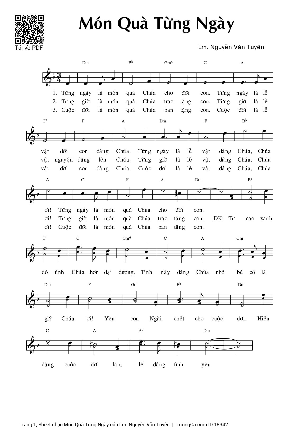 Sheet PDF of Món Quà Từng Ngày