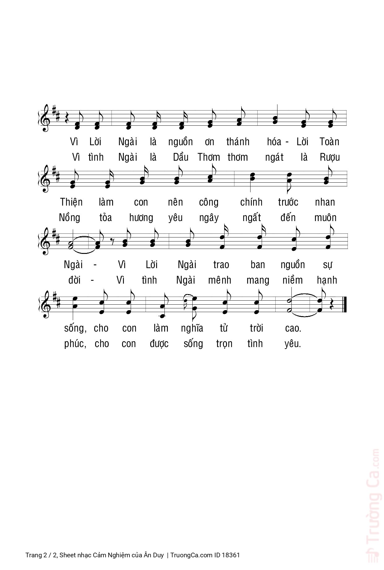 Page 2 of Sheet music PDF Cảm Nghiệm - Ân Duy