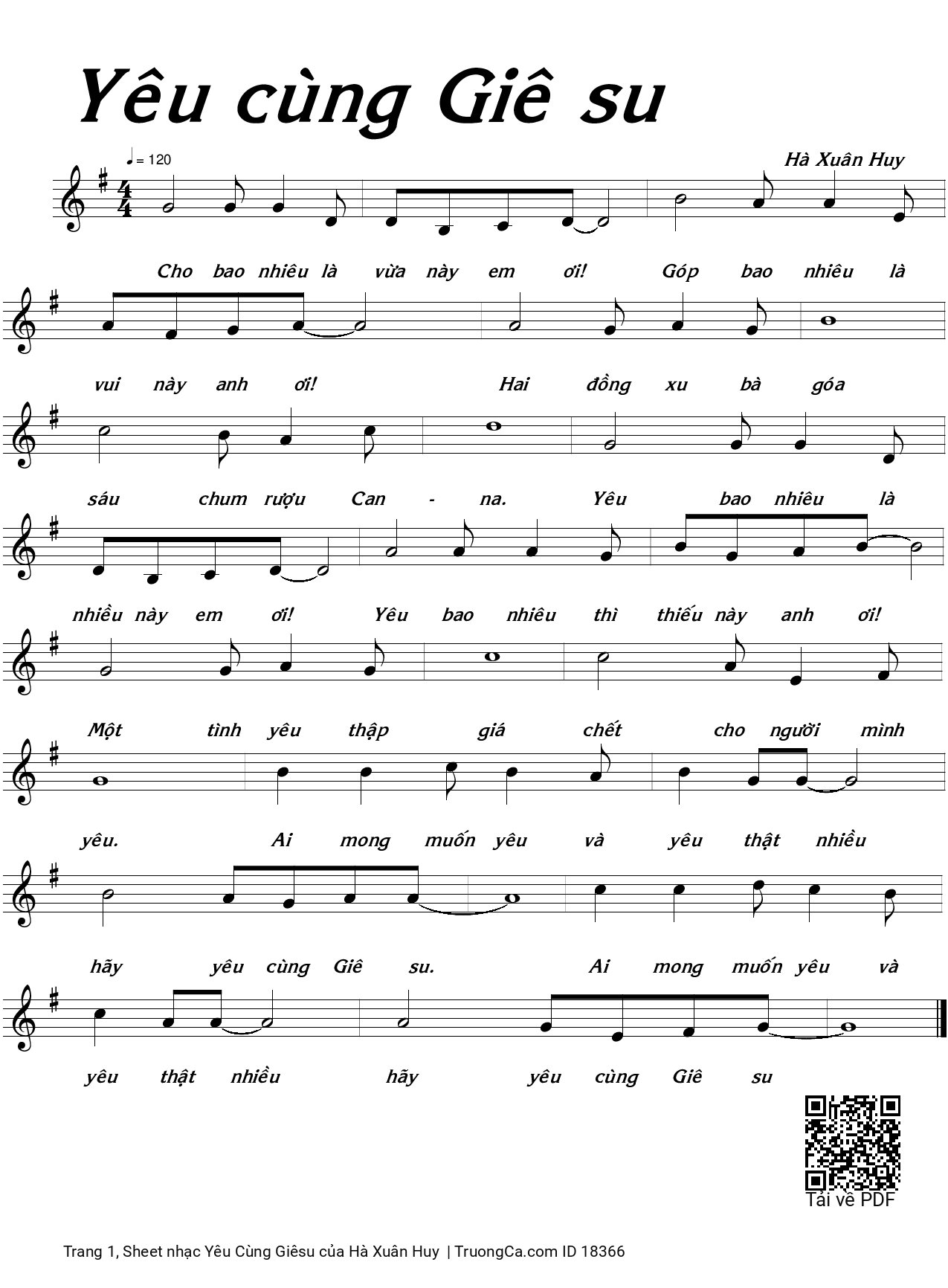 Sheet PDF of Yêu Cùng Giêsu