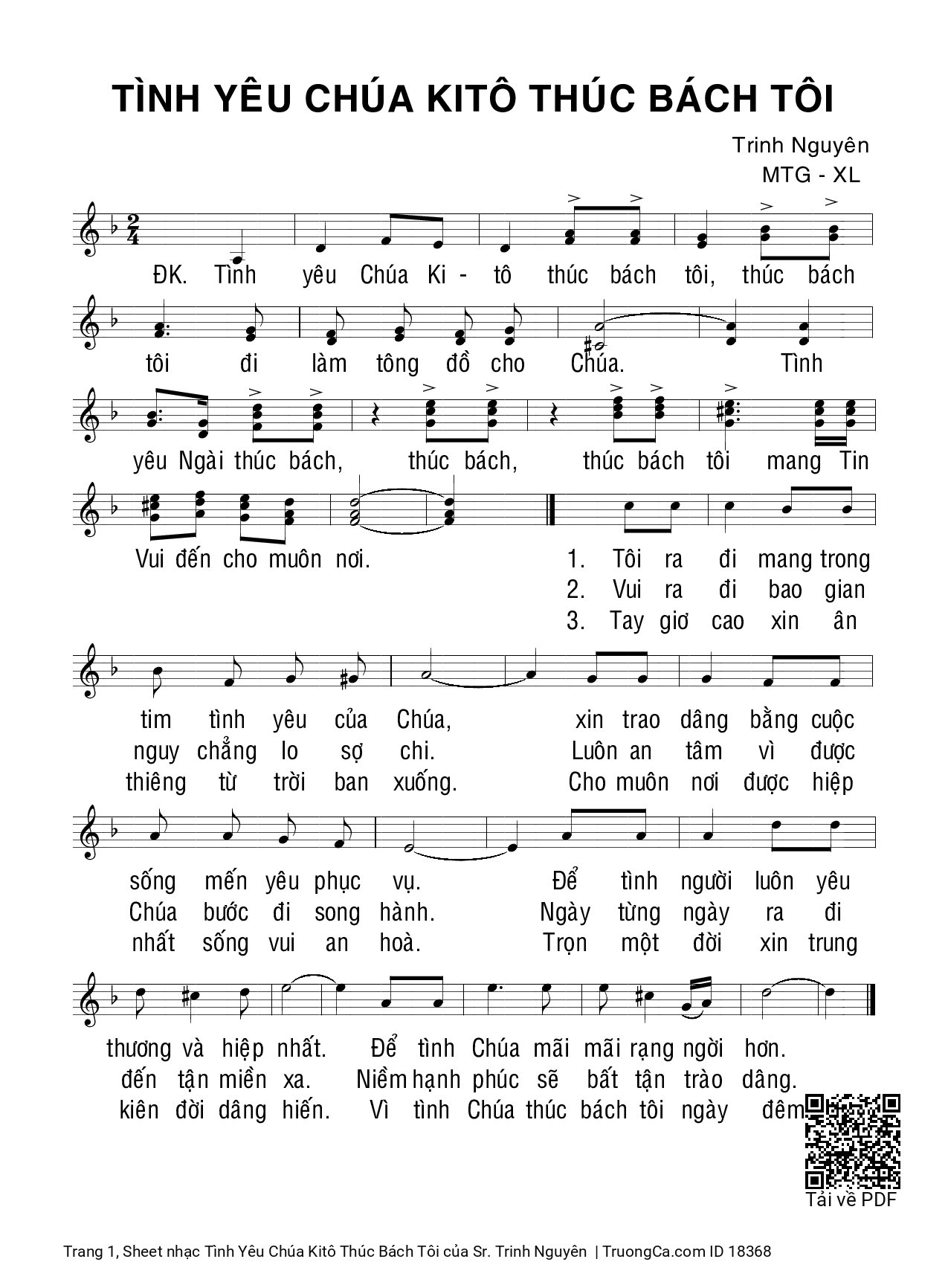 Sheet PDF of Tình Yêu Chúa Kitô Thúc Bách Tôi