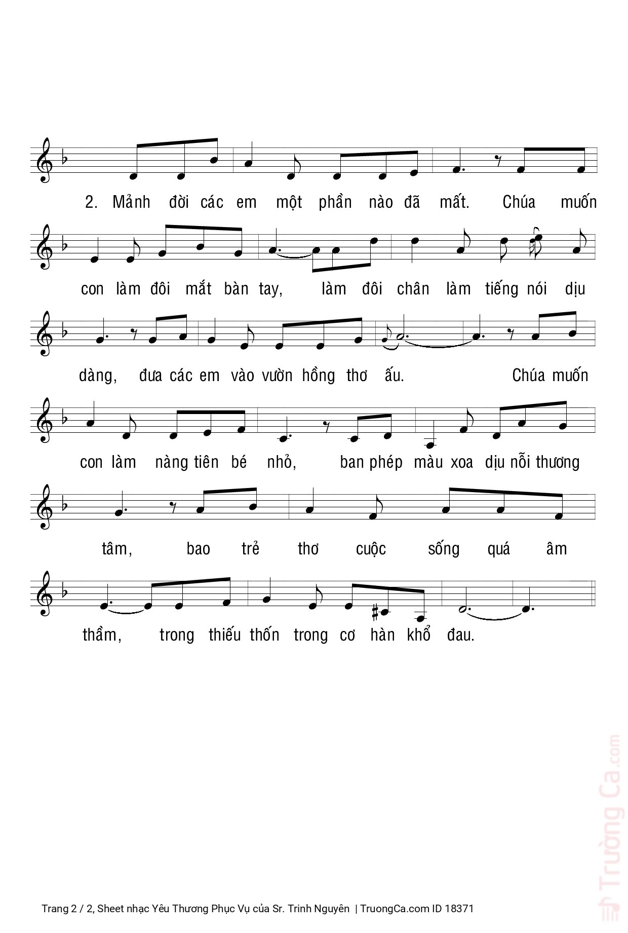 Page 2 of Sheet music PDF Yêu Thương Phục Vụ - Sr. Trinh Nguyên