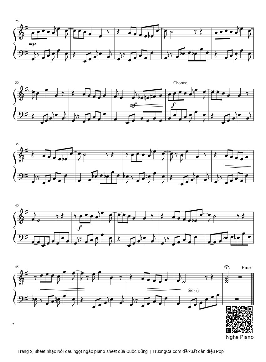 Page 2 of Sheet music PDF Nỗi đau ngọt ngào piano sheet - Quốc Dũng