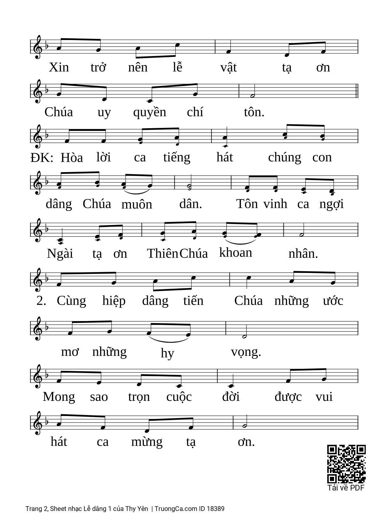 Page 2 of Sheet music PDF Lễ dâng 1 - Thy Yên