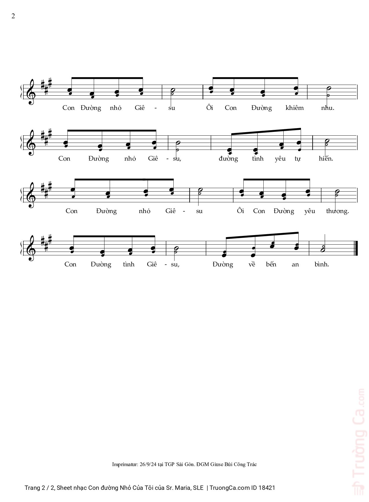 Con đường nhỏ của tôi là khiêm nhu hiền hòa, Trang 2