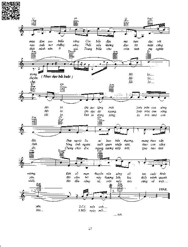 Page 2 of Sheet music PDF Đò dọc - Trầm Tử Thiêng