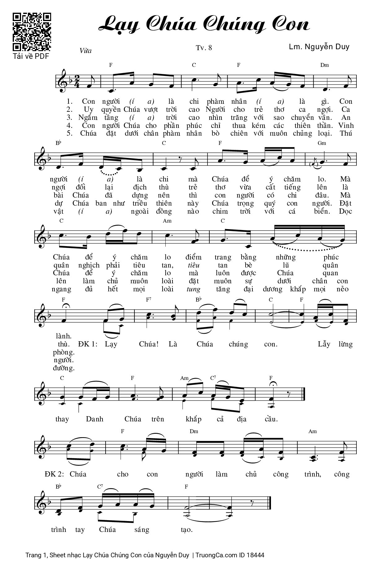 Sheet PDF of Lạy Chúa Chúng Con