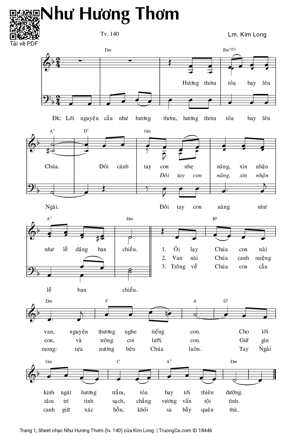 Sheet PDF of Như Hương Thơm (tv. 140)
