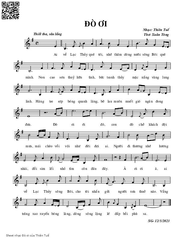 Sheet PDF of Đò ơi - Thiên Tuế