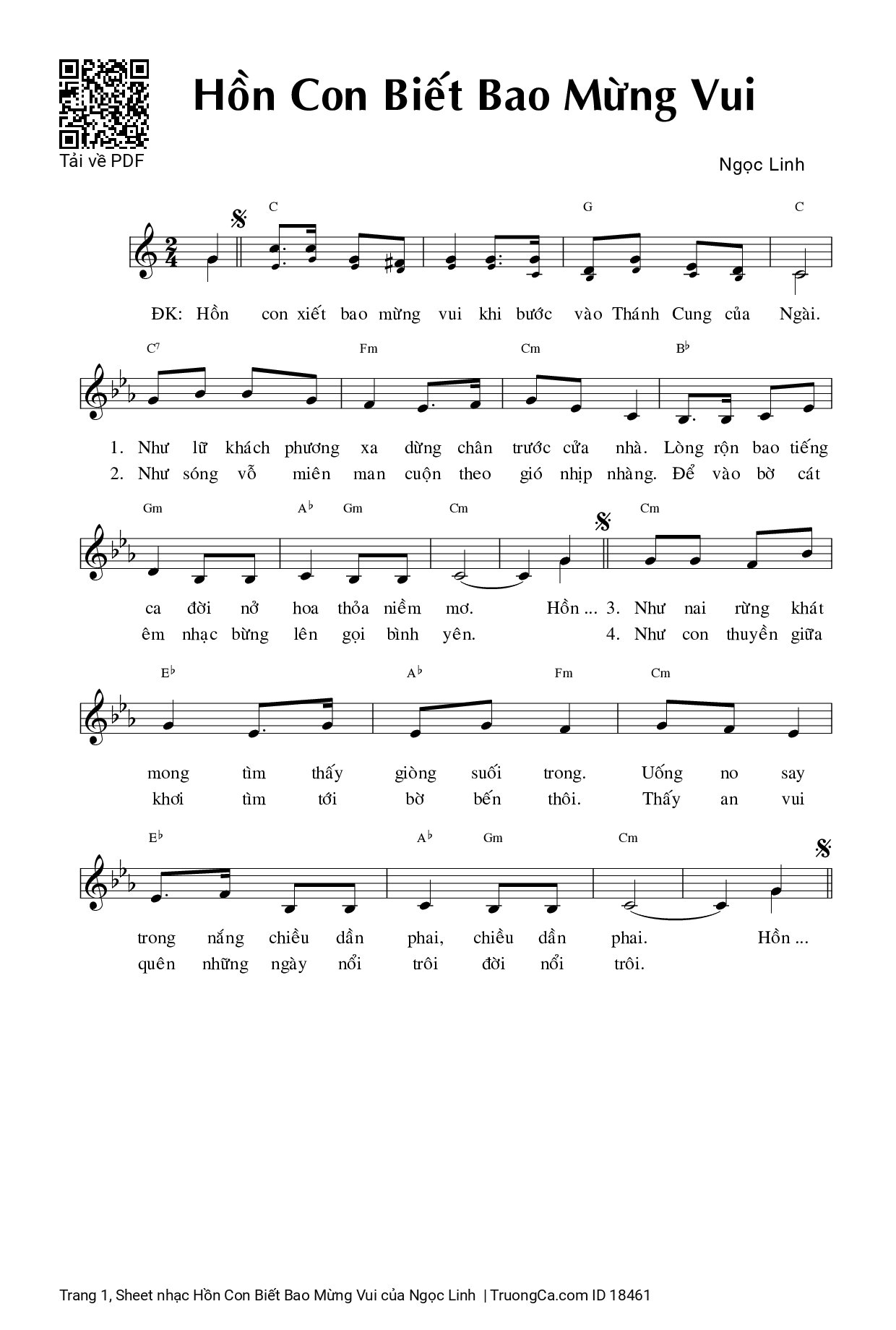 Sheet PDF of Hồn Con Biết Bao Mừng Vui