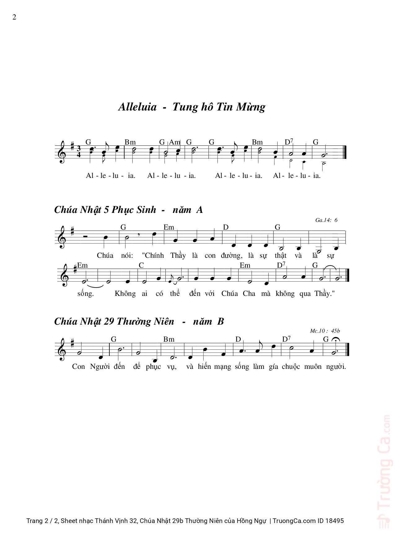 Page 2 of Sheet music PDF Thánh Vịnh 32, Chúa Nhật 29b Thường Niên - Hồng Ngự