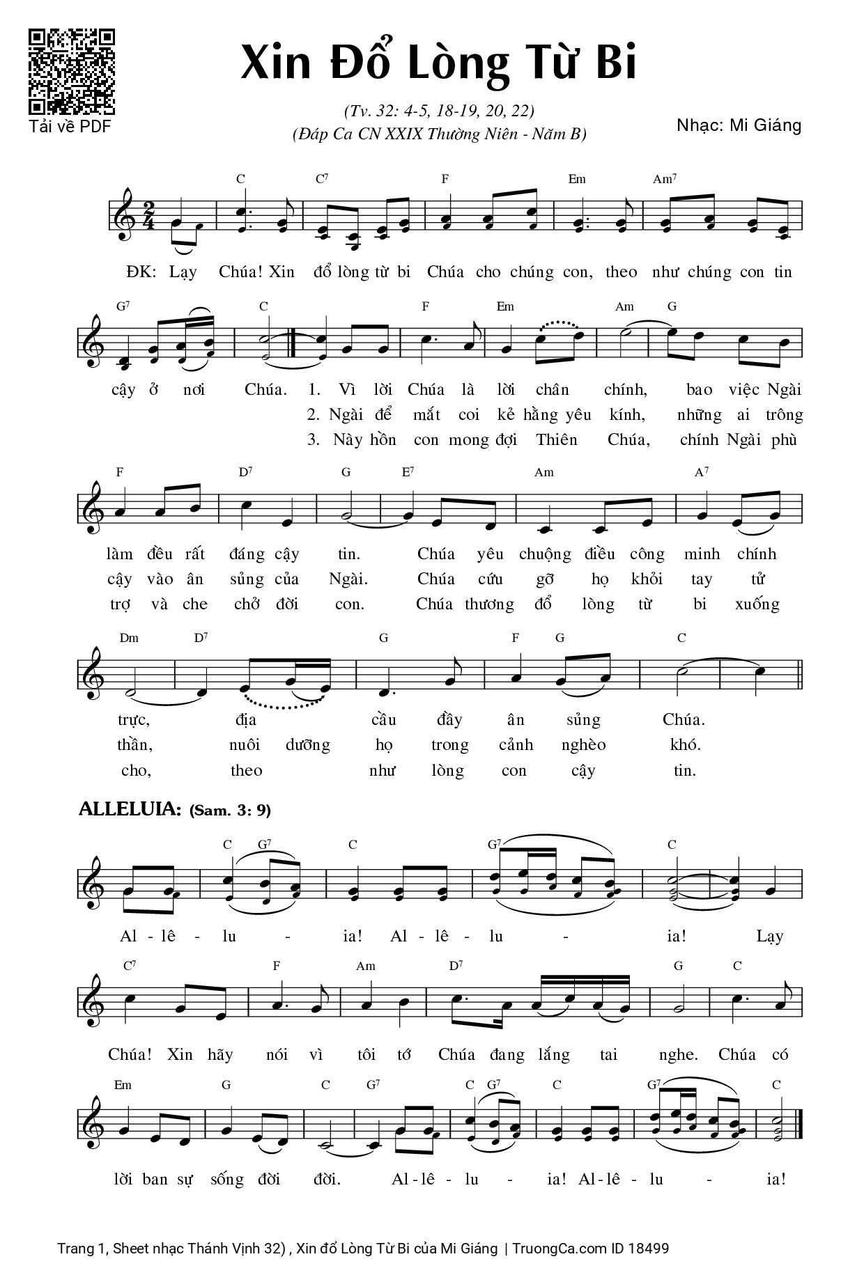 Sheet PDF of Thánh Vịnh 32) , Xin đổ Lòng Từ Bi