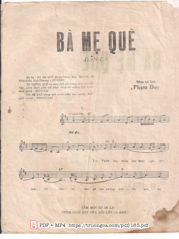 Page 2 of Sheet music PDF Bà mẹ quê - Phạm Duy