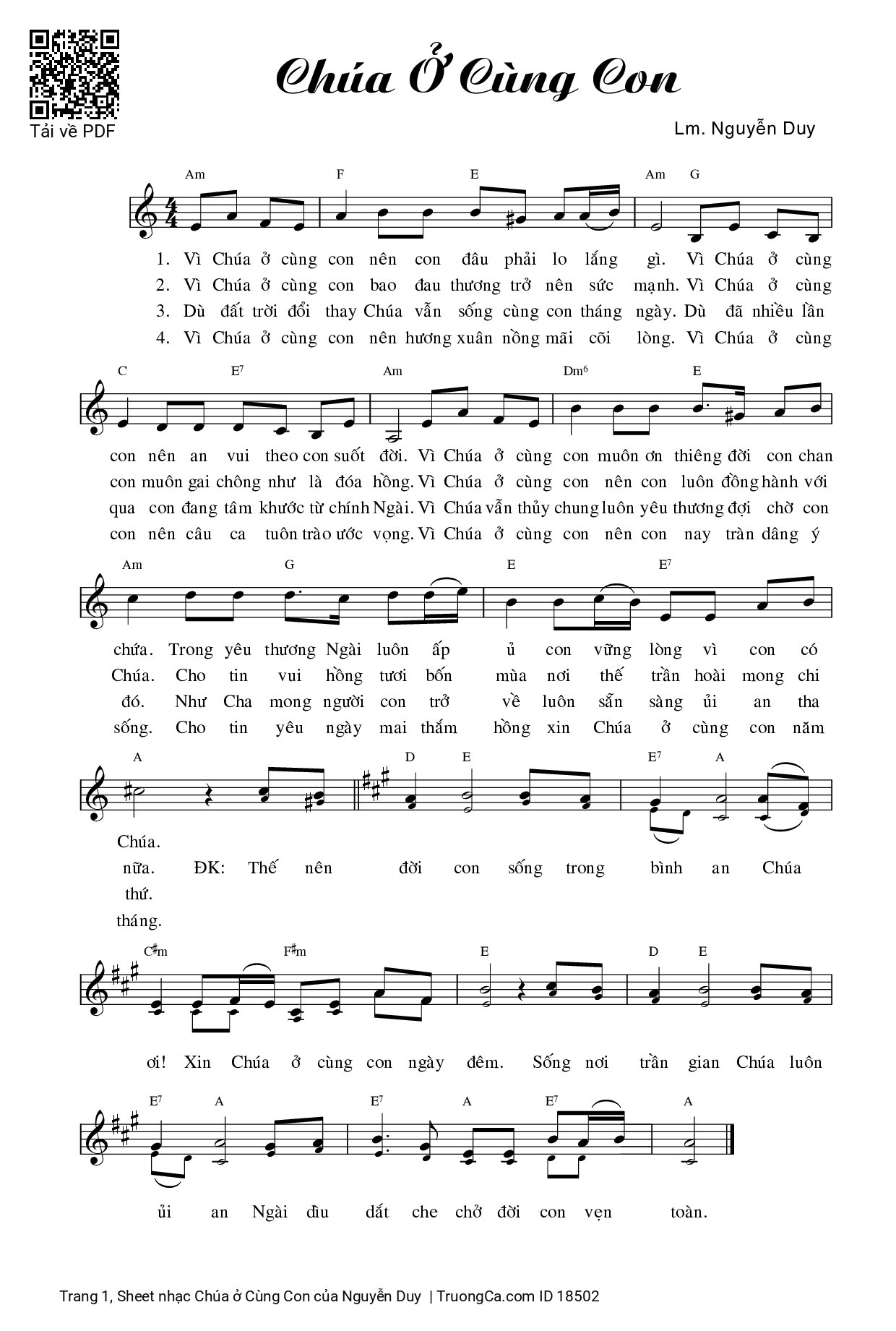 Page 1 of Sheet music PDF Chúa ở Cùng Con - Nguyễn Duy