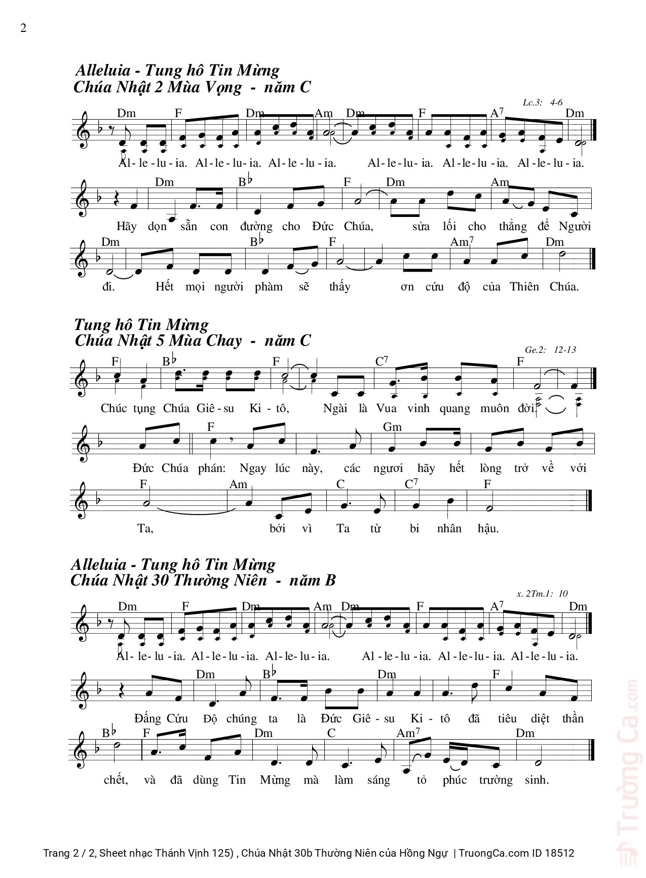 Page 2 of Sheet music PDF Thánh Vịnh 125) , Chúa Nhật 30b Thường Niên - Hồng Ngự