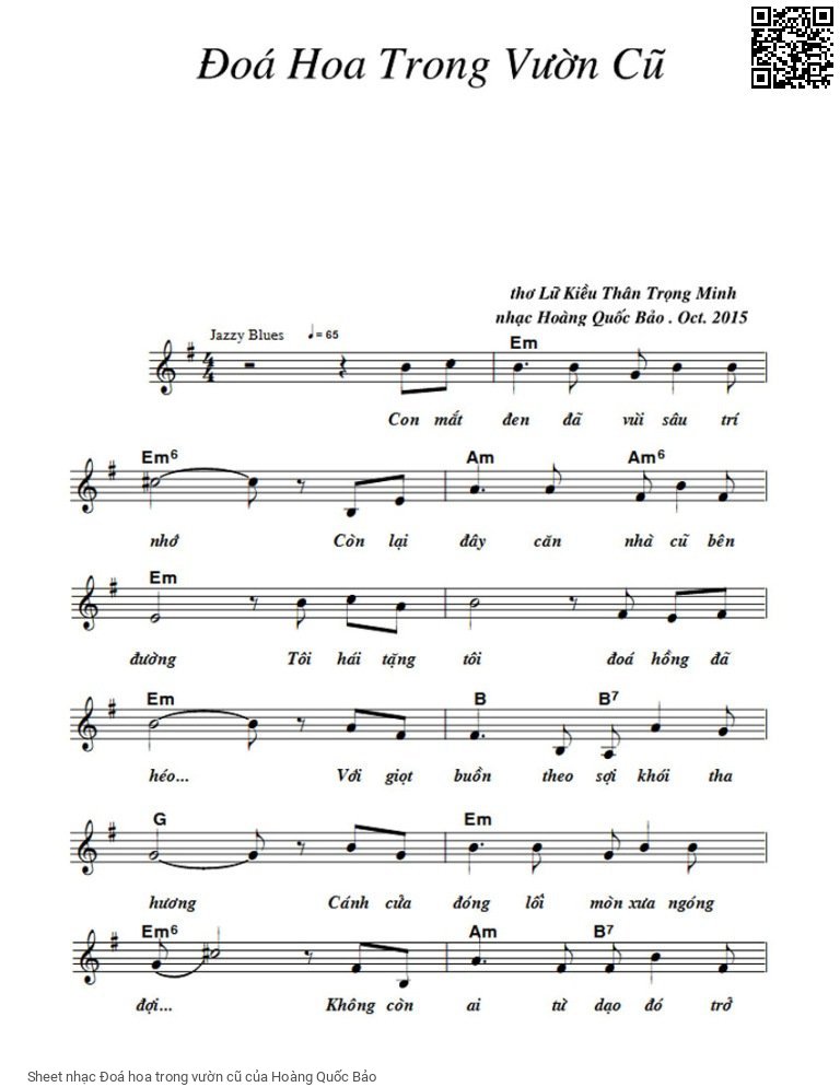 Sheet PDF of Đoá hoa trong vườn cũ