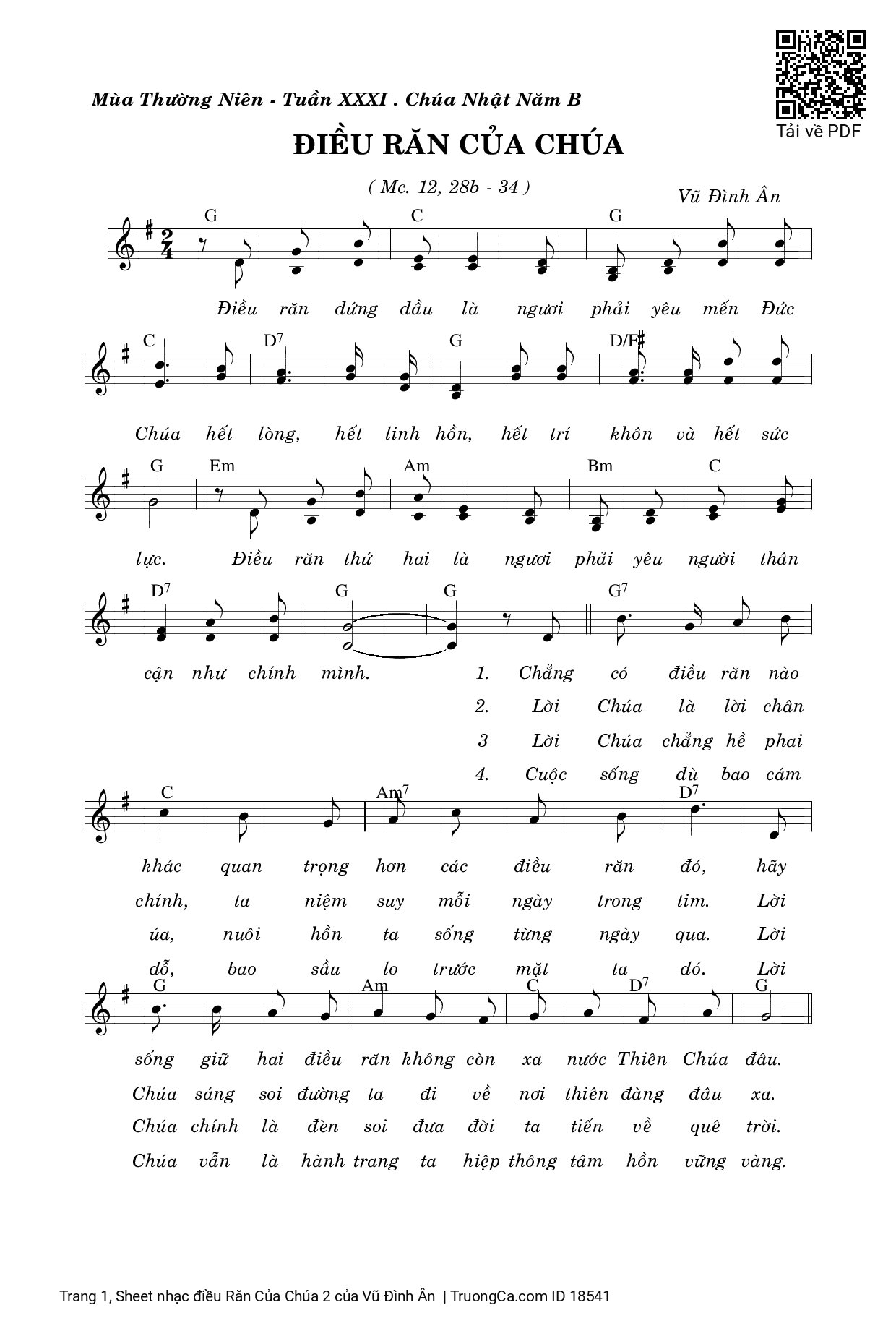 Sheet PDF of điều Răn Của Chúa 2