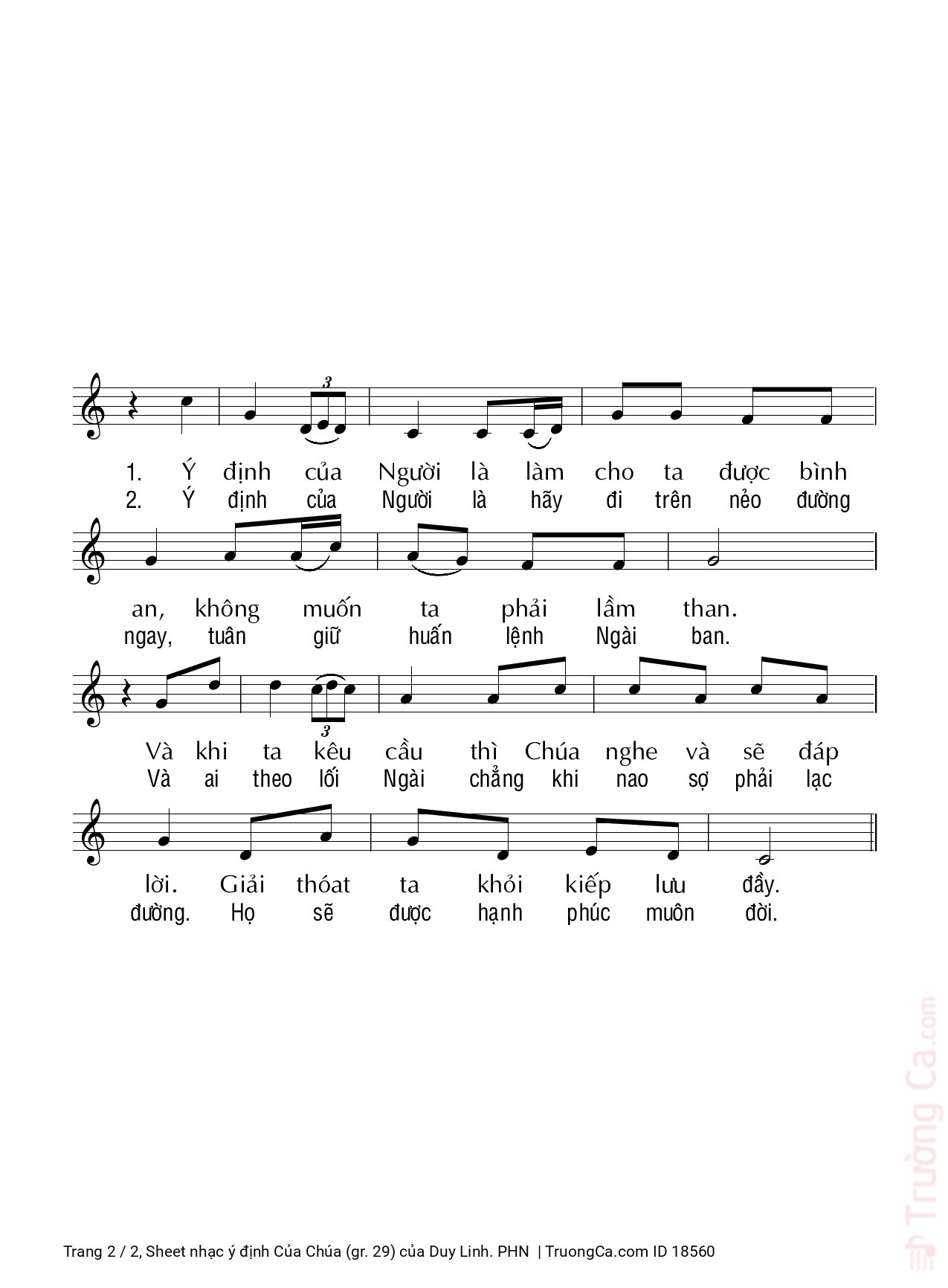 Page 2 of Sheet music PDF ý định Của Chúa (gr. 29) - Duy Linh. PHN