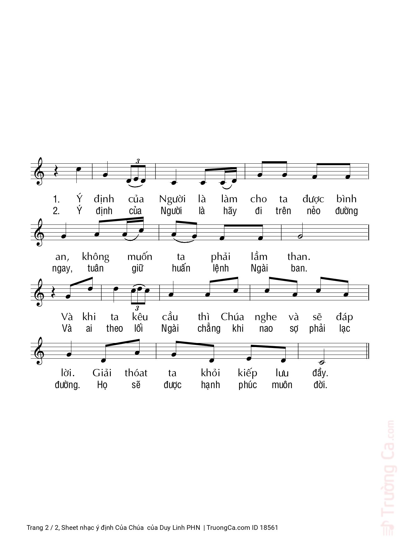 Page 2 of Sheet music PDF ý định Của Chúa  - Duy Linh PHN