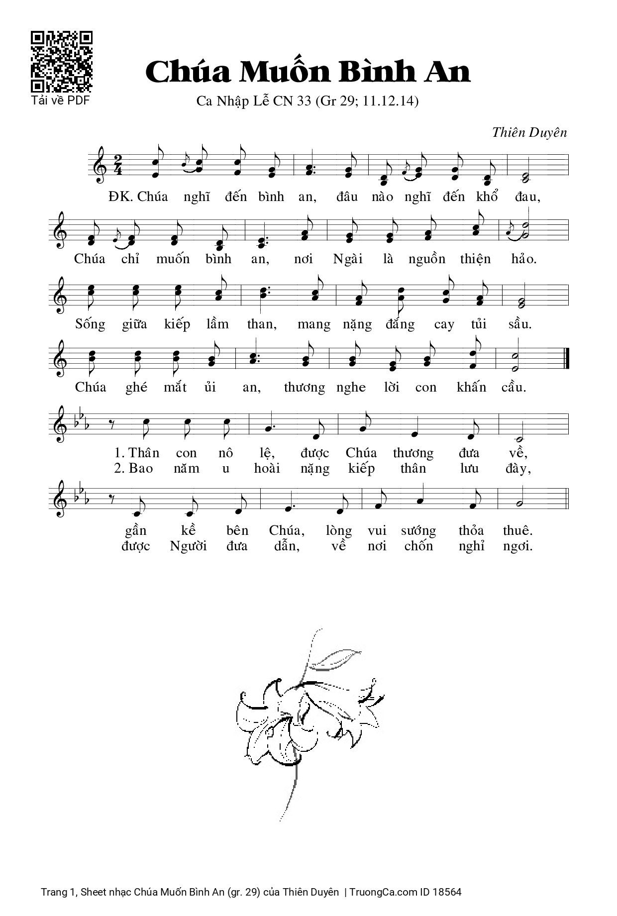 Sheet PDF of Chúa Muốn Bình An (gr. 29)