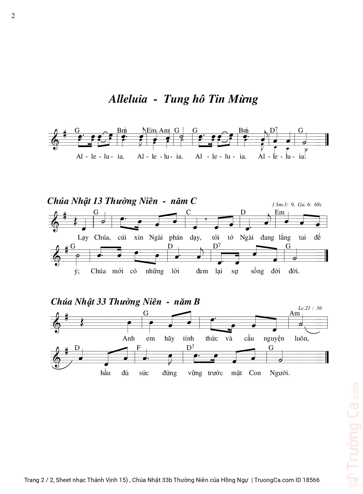 Page 2 of Sheet music PDF Thánh Vịnh 15, Chúa Nhật 33b Thường Niên - Hồng Ngự