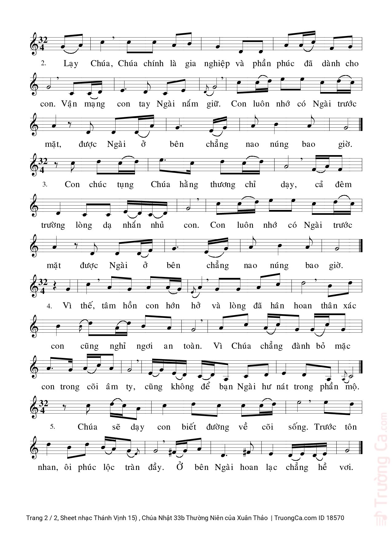 Page 2 of Sheet music PDF Thánh Vịnh 15, Chúa Nhật 33b Thường Niên - Xuân Thảo