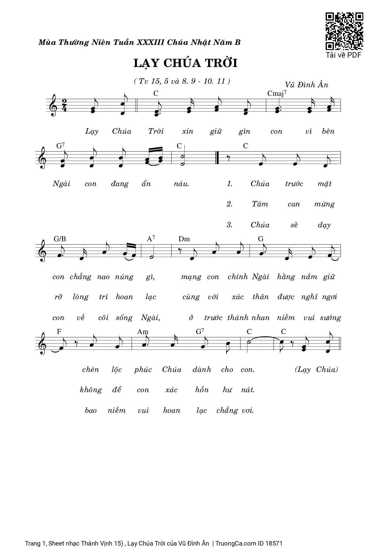 Sheet PDF of Thánh Vịnh 15, Lạy Chúa Trời