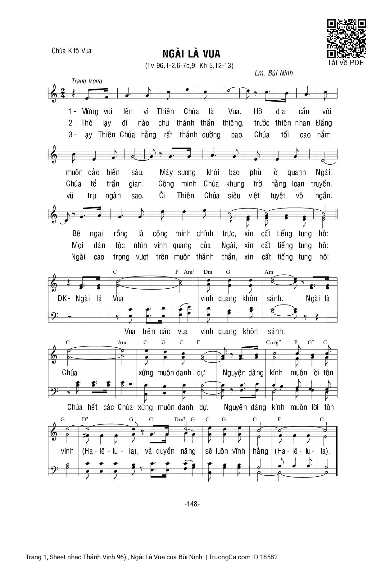 Sheet PDF of Thánh Vịnh 96) , Ngài Là Vua