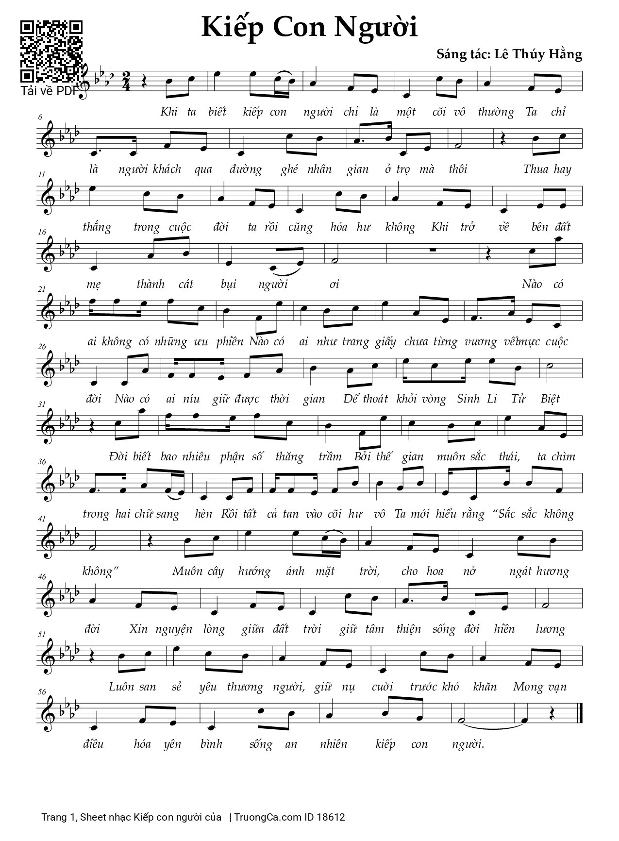 Page 1 of Sheet music PDF Kiếp con người - 