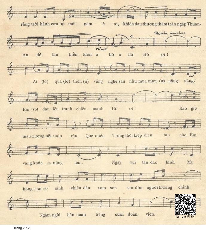 Page 2 of Sheet music PDF Hội Trùng Dương - Tiếng Sông Hương - Phạm Đình Chương