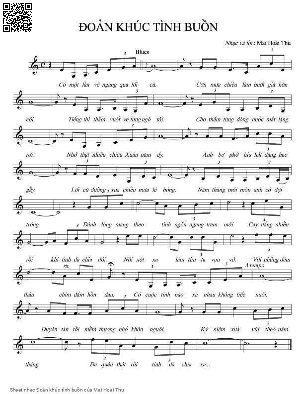 Sheet PDF of Đoản khúc tình buồn