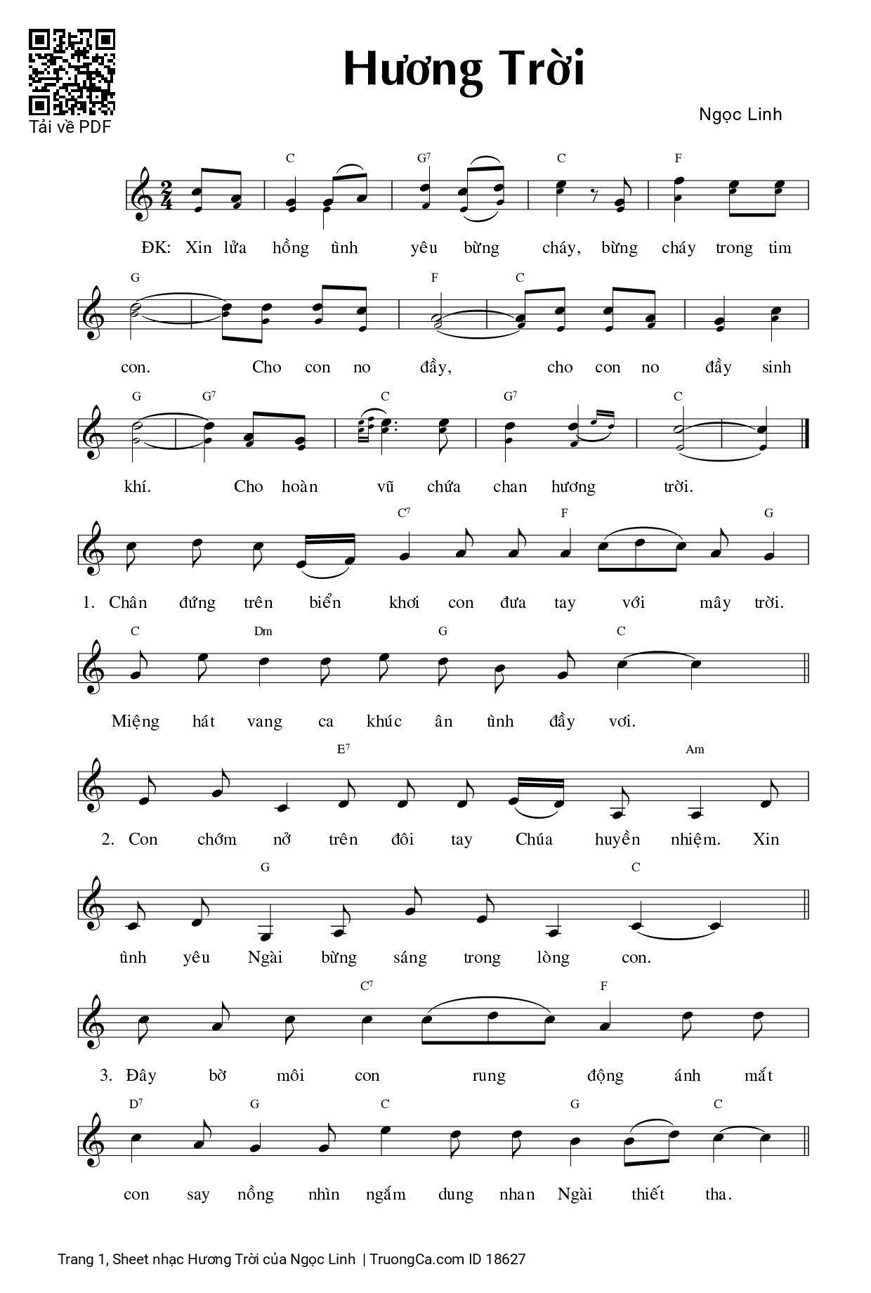 Sheet PDF of Hương Trời - Ngọc Linh