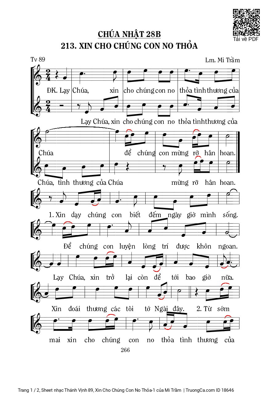 Sheet PDF of Thánh Vịnh 89, Xin Cho Chúng Con No Thỏa-1
